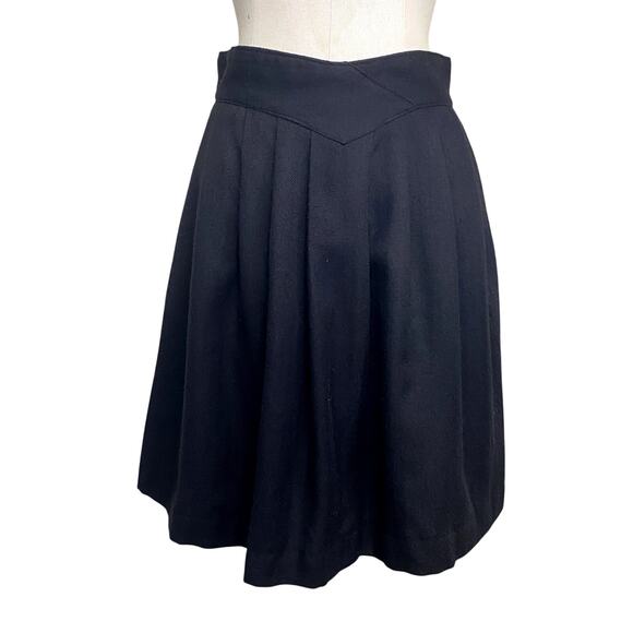 Vintage 90's Heavy Pleated Gothic Vamp Preppy Midi Skirt w/ Pockets - Picture 1 of 14
